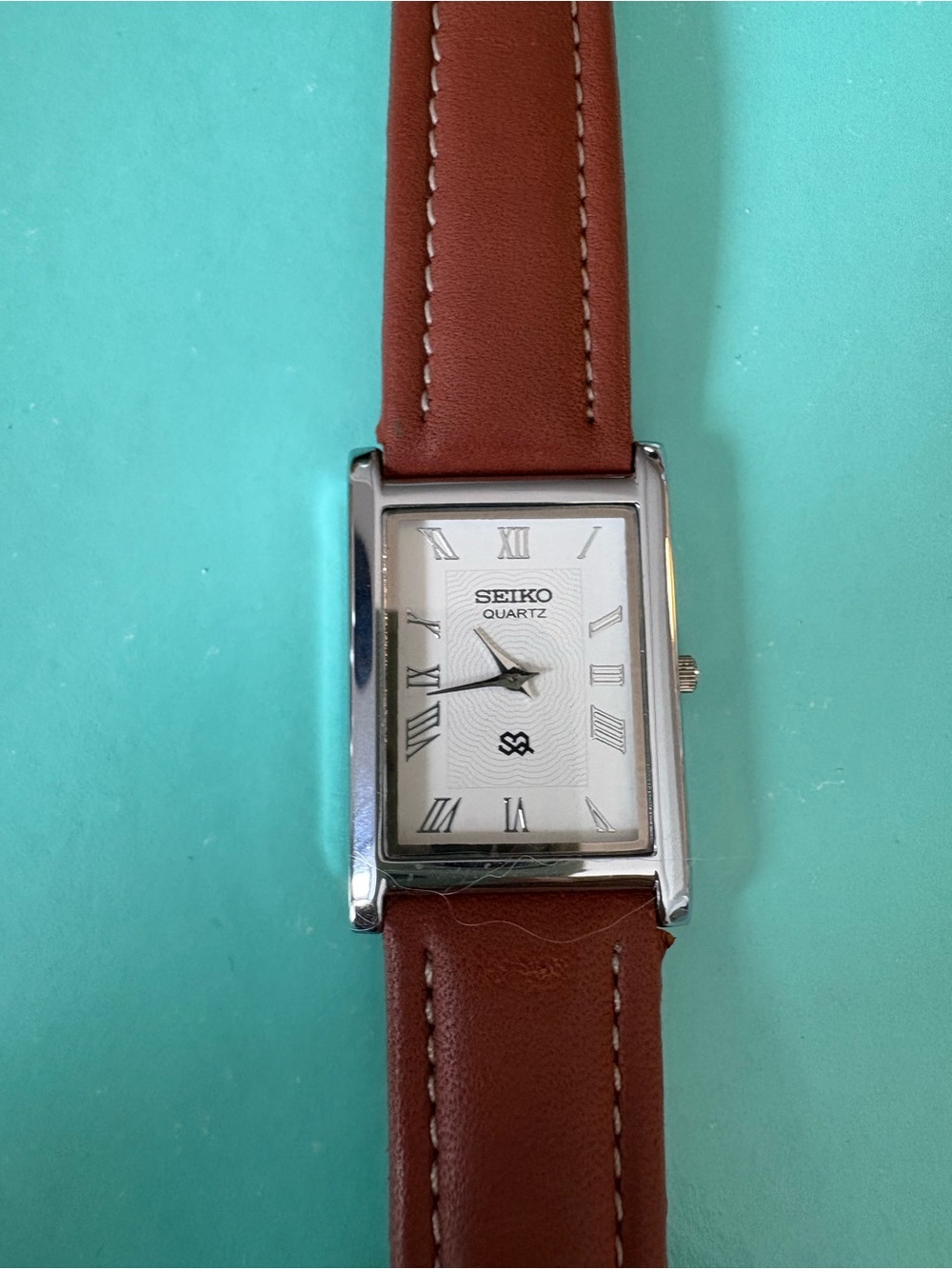 Seiko Men's Watch with Brown Leather Strap and Silver Case
